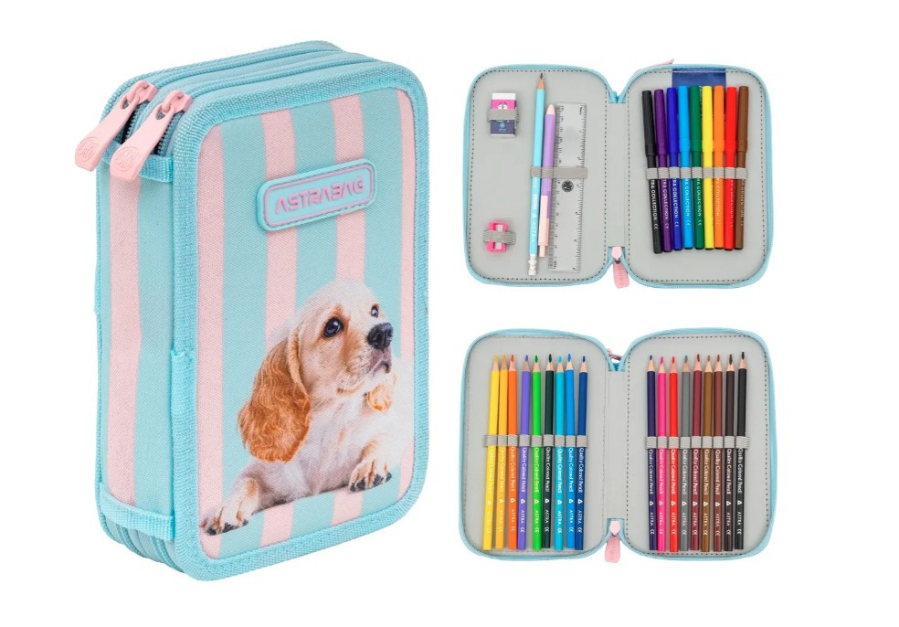 Piórnik podwójny z wyposażeniem ASTRABAG Puppy Line AC21 503026063